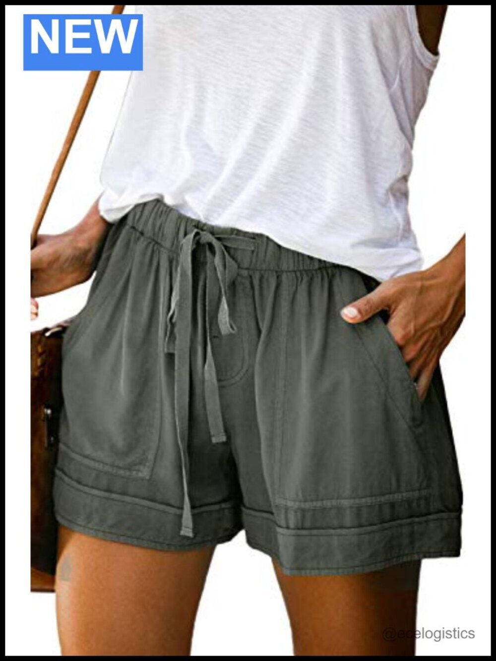Elastic Waist Drawstring Shorts with Pockets Cotton Linen Casual Summer Bottoms
